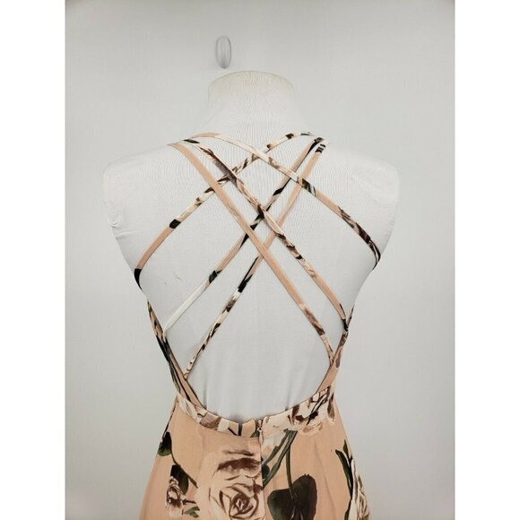 Fame & Partners  Floral Maxi Dress Womens 4 Strappy Pink Roses Wrap Front - Picture 4 of 9